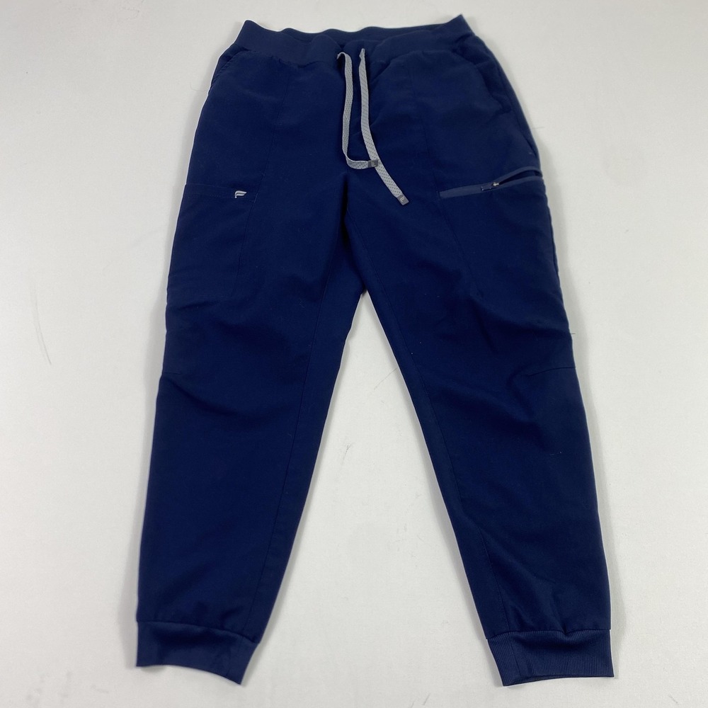 Figs Pants Womens Small Blue Navy Jogger Scrub Pants Pocket Drawstring